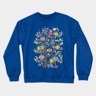 Lots of Colorful Owls in A Tree Crewneck Sweatshirt